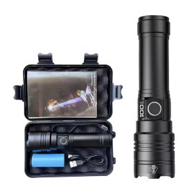 Rechargeable Flashlight 50000 Lumens Long Range Super Bright USB C LED Flashlight Long Life 5 Modes Powerful Zoomable Flashlights For Emergency Hiking