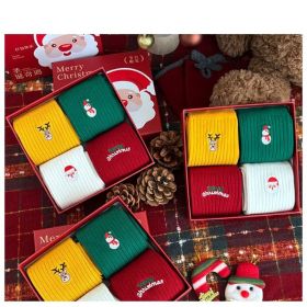 Christmas Gift Box Socks Cotton Mid-Calf Socks For Fall,Winter Women's Embroidered Socks Holiday Gifting Specialty Women's Socks Womenswear