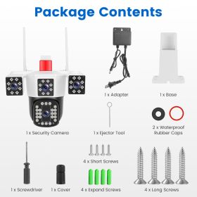 1080P HD 4-Lens Security Camera 360 Degree View WiFi Pan & Tilt Surveillance Camera With Full Color Night Vision Auto Motion Tracking 2-Way Audio Spot