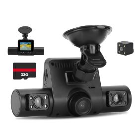 1Pc 360 Degree View FHD 4 Channel Dash Cam 1080P Front 480P Rear Left Right Inside Dash Camera With IR Night Vision Loop Recording Motion Detection Fr