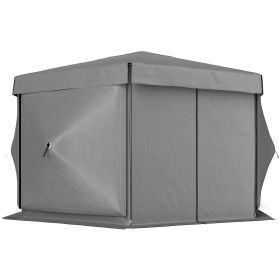 12' x 12' Hexagonal Pop Up Gazebo Canopy Tent with 5 Sidewalls, Outdoor Canopy Shelter with Carry Bag, Dark Gray