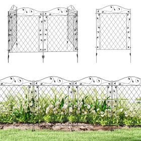 Garden Fence, 4 Pack Steel Fence Panels, 11.5' L x 43" H, Rust-Resistant Decorative Border Flower Edging for Yard, Landscape, Patio, Outdoor Decor, W