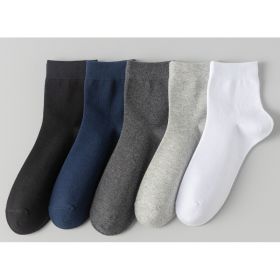 Breathable Mid-Calf Large Size 5 Pairs Solid Color Business Cotton Socks All-Season Long Socks