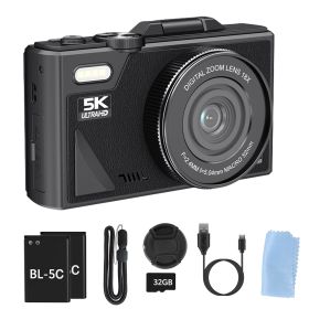 1Pc 5K 75MP Digital Camera For Photography Anti Shake WiFi Vlogging Video Camera With 9 Shooting Modes 18X Zoom Fill Light Webcam Function 2 Batteries