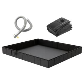 41x41x5.5in Portable Shower Pan Foldable Shower Basin Collapsible Camping Shower Tent Base With Detachable Drain Pipe For Indoor & Outdoor