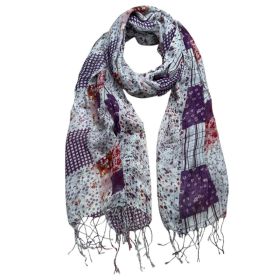 2pcs Feather Light Purple Lavender Floral Pattern Printed Long Scarf ,Versatile Everyday Scarf ,Pairs With All Casual Outfits,Office Appropriate Subtl (Option: 2pcs)