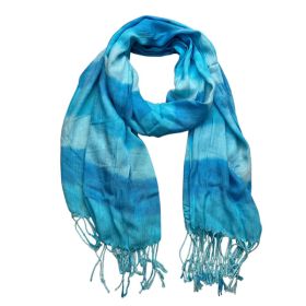 2pcs Turquoise Watercolor Printed Scarf For Women Men (Option: 2pcs)