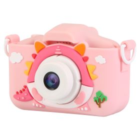 Pink-Blue Options -- 1Pc Dinosaur Kids Selfie Camera Cartoon Camera 48MP 1080P HD Digital Camera With Cartoon Case Card Reader 32G MMC Card For Boys G (Option: Pink)