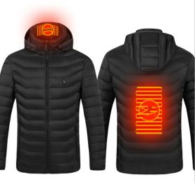 Winter Heated Jacket USB Electric Cotton Coat Zip-up Heater Thermal Clothing Heating Vest For Men (Option: Black Zone2-S)