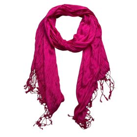 2pcs Electric Vibrant P Ink Crinkle Texture Scarf ,Eye Catching With Denim,vacation,daily Life,evening Party,Office Appropriate Subtlety For Women Men (Option: 2pcs)