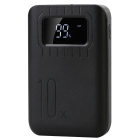1Pc 1W MAh Portable Power Bank External Battery Pack Charger Dual USB Charge Interface With LCD Display Flashlight Type C Micro USB Lightning Input (Option: Black)