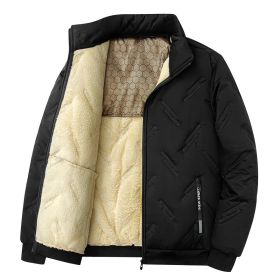 New Graphene-design Cotton Coat Winter Warm Thickened Fleece Jacket Fashion Casual Mens Clothing (Option: Black-L)