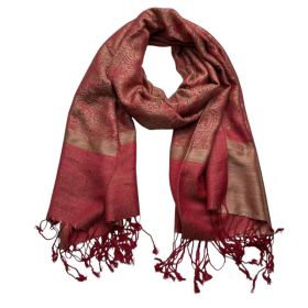 2pcs Classic Red Luxurious Jacquard Weave HeavyweightRed Jacquard Scarf ,Luxe Look For Evening Wear,Scarf,vacation,daily Life,evening Party,Office App (Option: 2pcs)