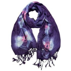 2pcs Lilac Purple Floral Tassel Trim Scarf,offers Graceful Movement Flowy Boho Scarf,vacation,daily Life,evening Party,Office Appropriate Subtlety For (Option: 1pcs)