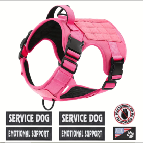 Hiphoppet US Local Tactical Service Dog Harness Vest Adjustable Reflective No Pulling Large Dog Harness With Metal Buckle (Option: Pink-S)
