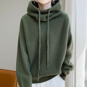 Women's Sweater Thicken Lazy Style All-match Long-sleeved Autumn Winter Warm Casual Sweater For Women (Option: Pine Green Thick 750g-Free Size)
