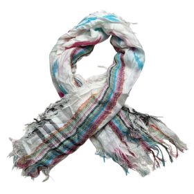 2pcs Colorful Striped Square Scarf With Fringes,Luxe Look For Evening Wear,Scarf,vacation,daily Life,evening Party,Office Appropriate Subtlety For Wom (Option: 1pcs)