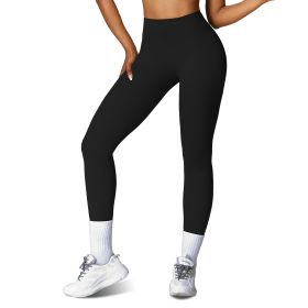 4 Sizes-5 Colors Option -- 1Pc Women's High Waist Workout Leggings Tummy Control Compression Yoga Tight Pants Gym Pants Athletic Running Leggings With (Option: S-Black)