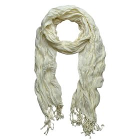 2pcs Pure White Crinkle Texture Brightens Complexion Scarf,Wedding Season Staple Scarf,vacation,daily Life,evening Party,Office Appropriate Subtlety F (Option: 2pcs)