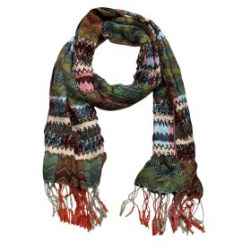 2pcs Long Scarf,Nature-inspired Jacquard Green Leaf Motif Scarf,vacation,daily Life,evening Party,Office Appropriate Subtlety For Women Men,for Casual (Option: 2pcs)