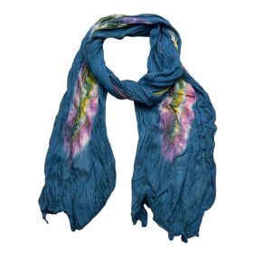 2pcs Turquoise Tie-Dye Cotton Scarf,Crinkle Soft And Breathable Scarf ,vacation,daily Life,evening Party,Office Appropriate Subtlety For Women Men (Option: 2pcs)