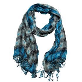 2pcs Extra Long Scarf,Turquoise Jacquard Crinkle Scarf,Cool Tone Jacquard Pattern On Crinkle Base,Versatile Everyday Scarf ,Pairs With All Casual Outf (Option: 1pcs)