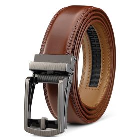 Ratchet Boy Belt With Snap Closure Adjustable For Casual And Formal Wear (Option: Brown-130cm)