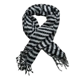 2pcs Black White Square Scarf,stripe With Metallic Threads Scarf,Luxe Look For Evening Wear,Scarf,vacation,daily Life,evening Party,Office Appropriate (Option: 2pcs)
