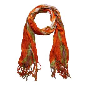 2pcs Lightweight Dress Scarf,Bold Orange Red Floral Pattern,pop To Neutrals,Versatile Everyday Scarf ,Pairs With All Casual Outfits,Office Appropriate (Option: 2pcs)