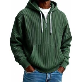 Men's Solid-Colored Corduroy Long-Sleeve Hoodie For Sports And Casual Wear (Option: Dark green-3XL)